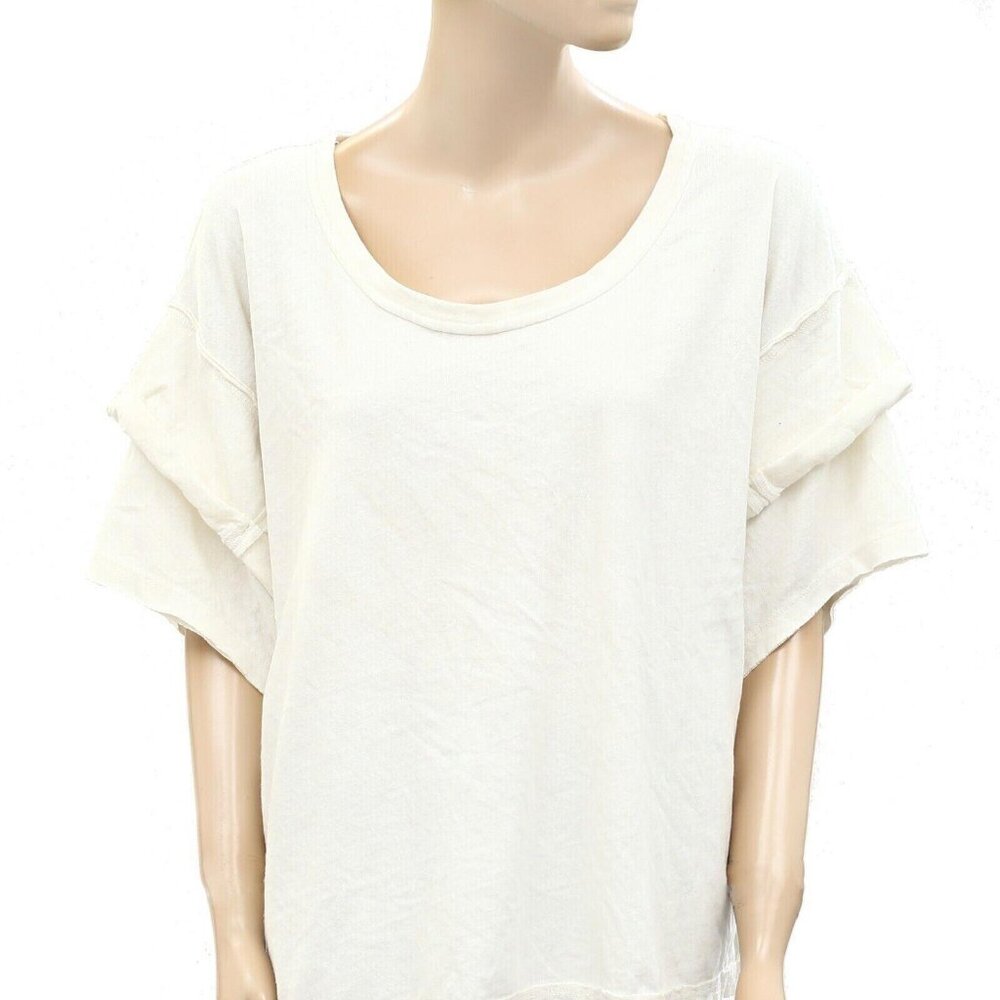 Free People What A Waist Tunic Top Oversized White Cotton Short Sleeve M 257480 - Picture 5 of 7